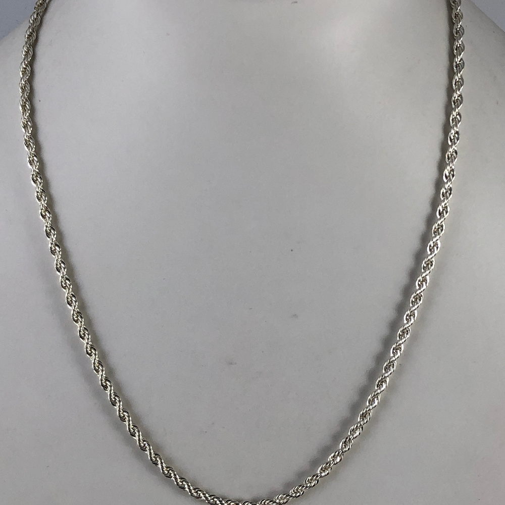 Sterling Silver 18 Inch Rope Chain Necklace - Picture 3 of 4